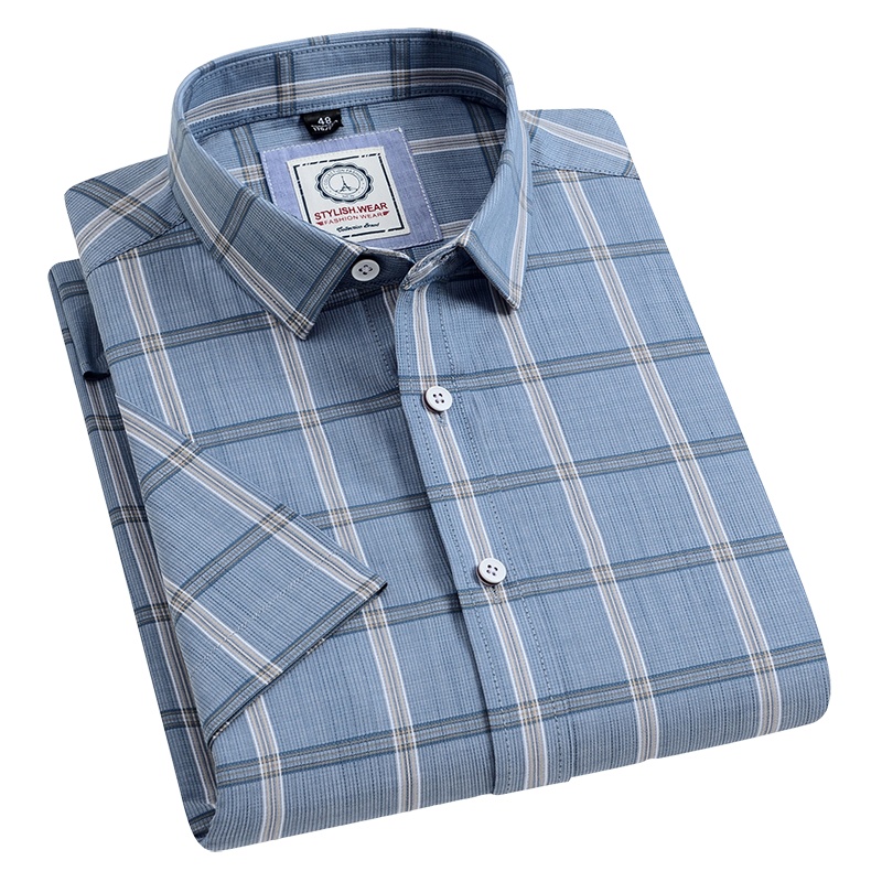 红豆相思鸟男装当季新品格子百搭男士短袖衬衫