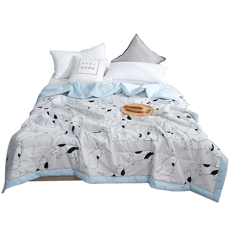 意尔嫚 全棉夏被单双人纯棉面料空调被薄被子可水洗