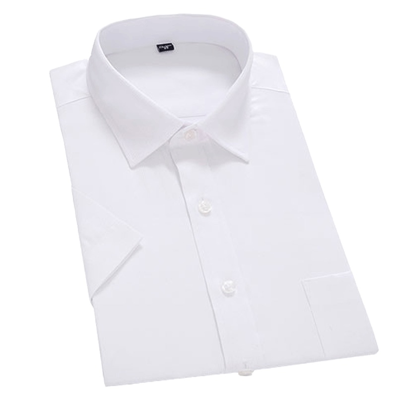 LEEVIRHINO2021年夏季新款男士短袖衬衫男式中青年商务休闲纯色寸衫大码打底衫男士衬衣时尚外套男装潮男