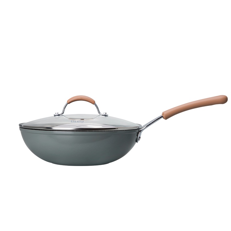 Carote不粘锅电磁炉燃气灶适用锅具炒菜锅少油烟中式炒锅28cm带盖