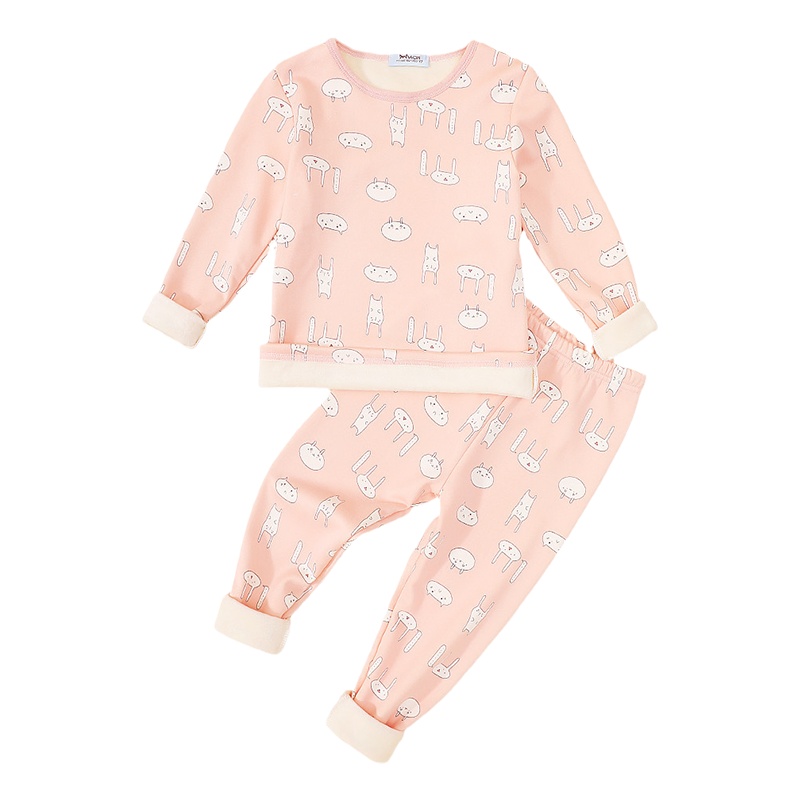 猫人[加绒加厚]秋冬新品儿童保暖内衣套装女童睡衣儿童秋衣秋裤套装