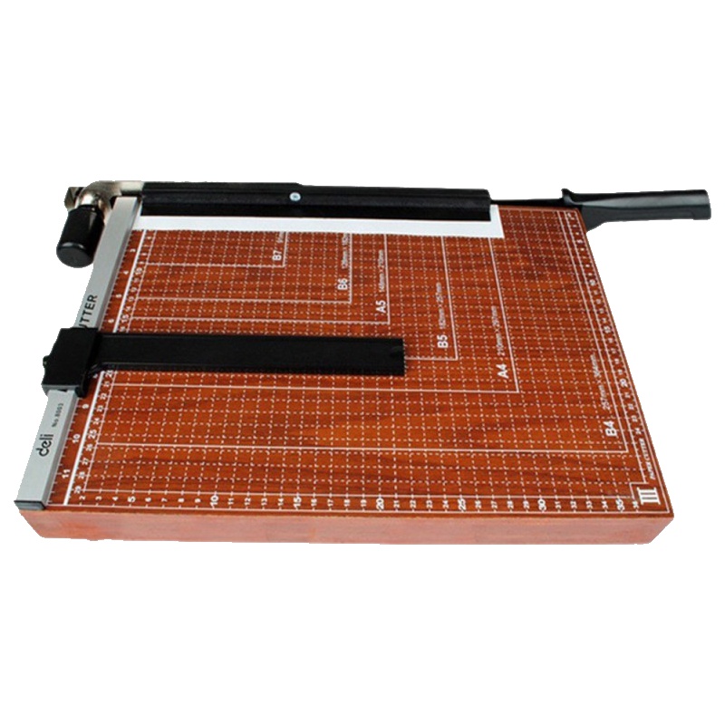 得力(deli)8003木质切纸刀 B4裁纸机 380*300mm 相片照片切割刀 裁纸刀 切纸机