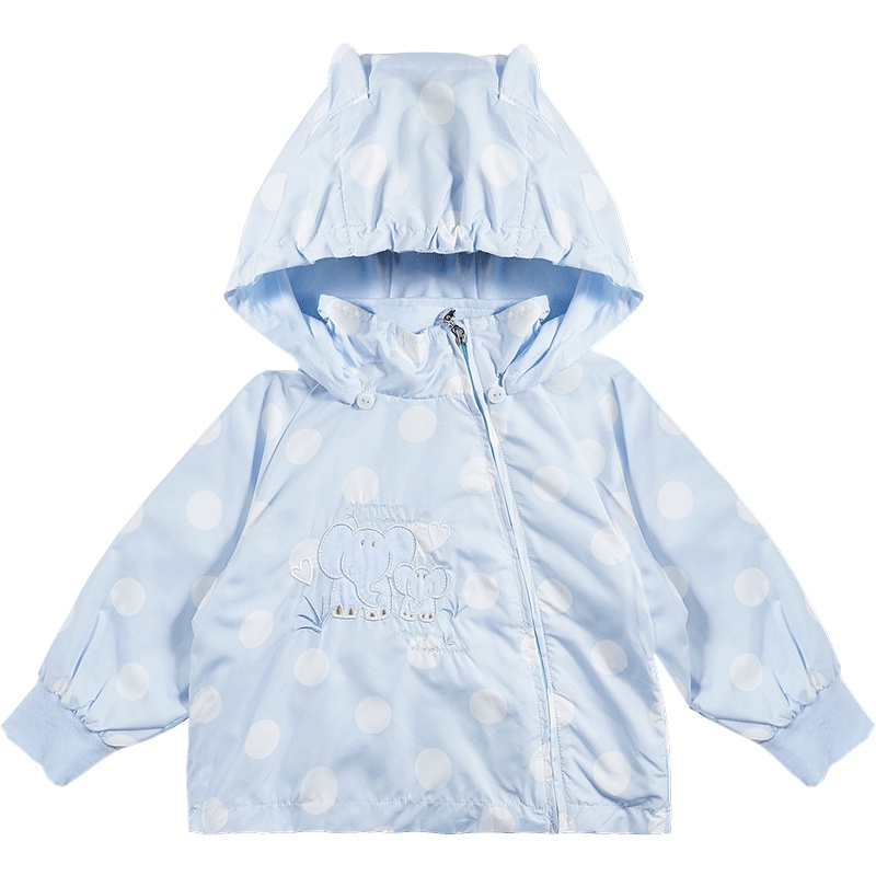 婴姿坊春季百搭运动休闲粉红甜美天蓝淑女文静斑点外套