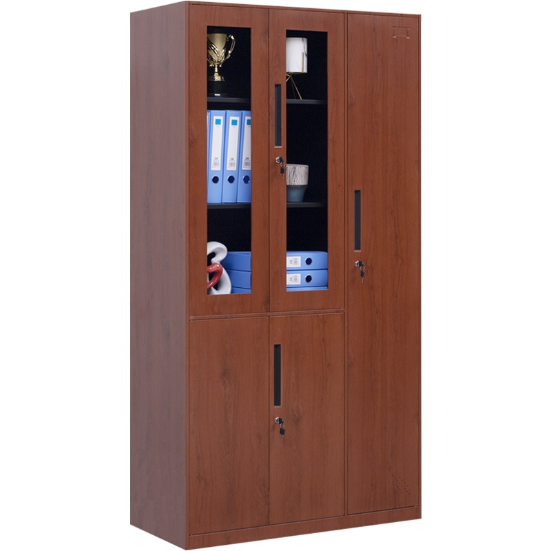 震海 木纹红五门器械文件柜带更衣柜办公柜木纹色档案资料柜办公柜类钢制加厚办公室储物柜