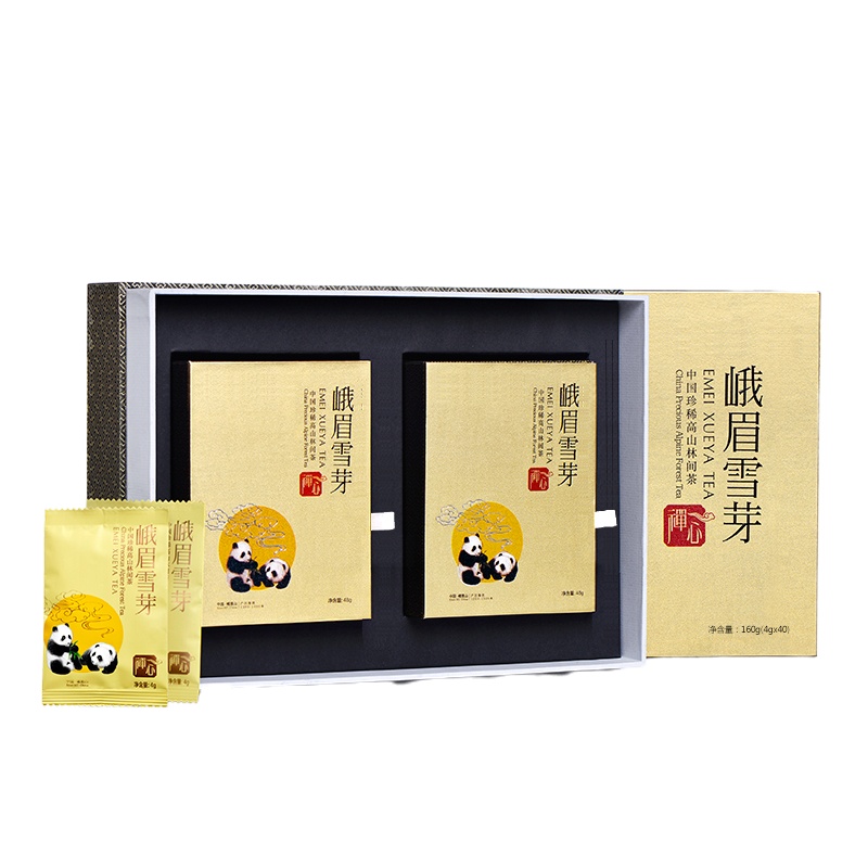 峨眉雪芽 茶叶 高香型金禅心160克/盒 绿茶礼盒雀舌春茶
