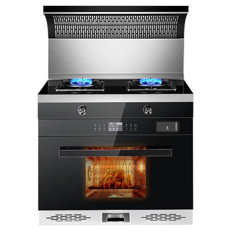 Haotaitai用心爱好太太集成灶蒸烤箱一体家用消毒H806K不锈钢大吸力油烟机燃气灶套餐自动清洗式烟灶套装-天然气