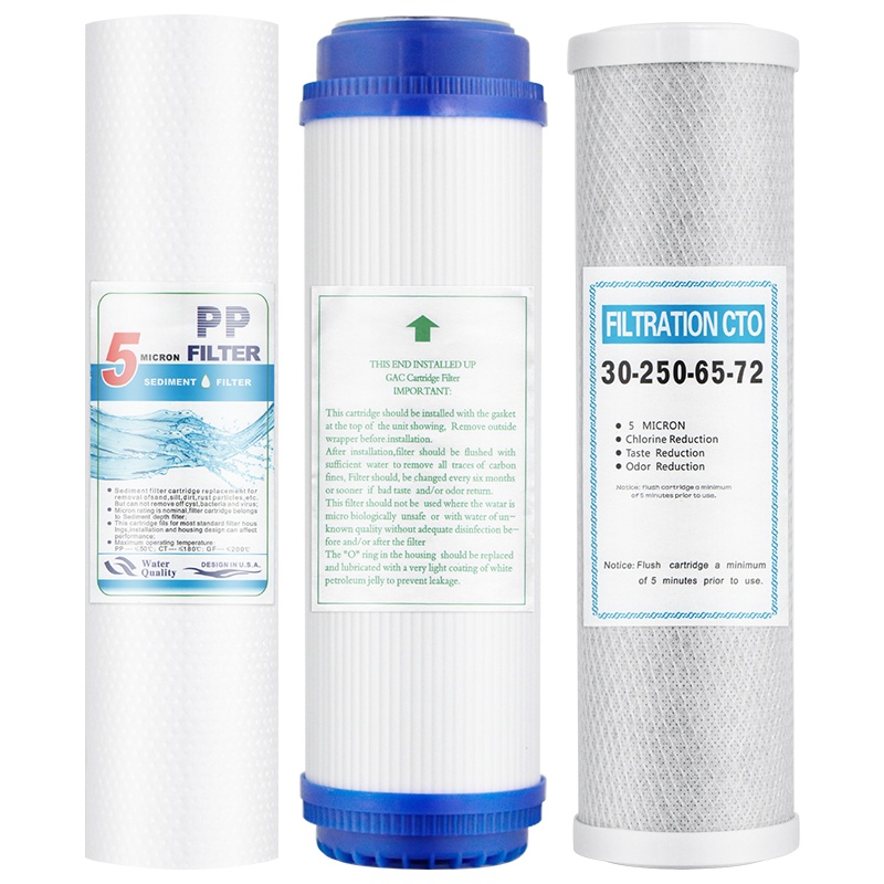 家用净水器净水机过滤器纯水机10寸通用滤芯PPF棉UDF颗粒活性炭CTO活性炭一年套装8支