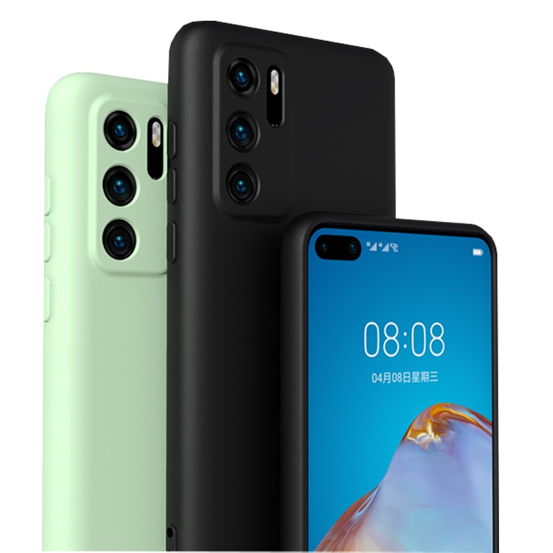 ESCASE 华为p40手机壳 液态硅胶保护套 新升级全包镜头保护壳 防摔超薄男女款 抹茶绿