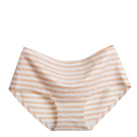 老头夫皇 时尚新款一片式无痕透气条纹中腰彩棉女士三角内裤FH8301 四条混色装