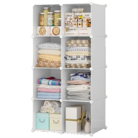 衣柜卡通经济型简约现代小收纳柜子简易组合宝宝家用衣橱 3格 6以上组装安心抵