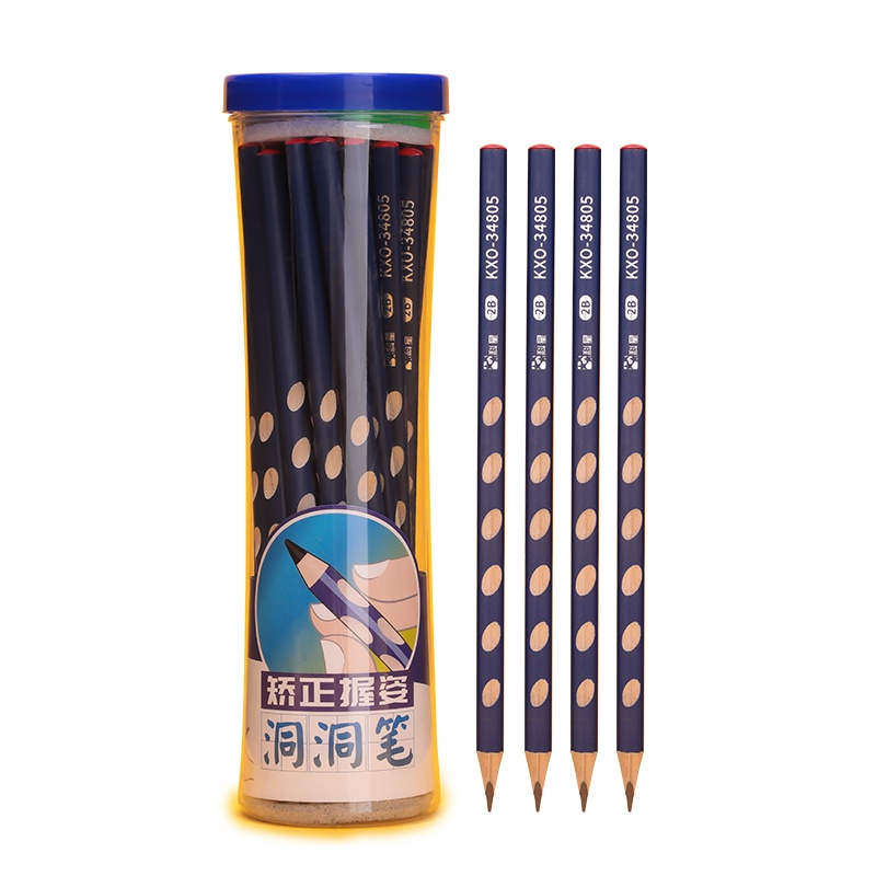 科星洞洞铅笔儿童小学生矫正握姿粗三角杆练字HB铅笔幼儿园初学者学龄前正姿安全30支/筒