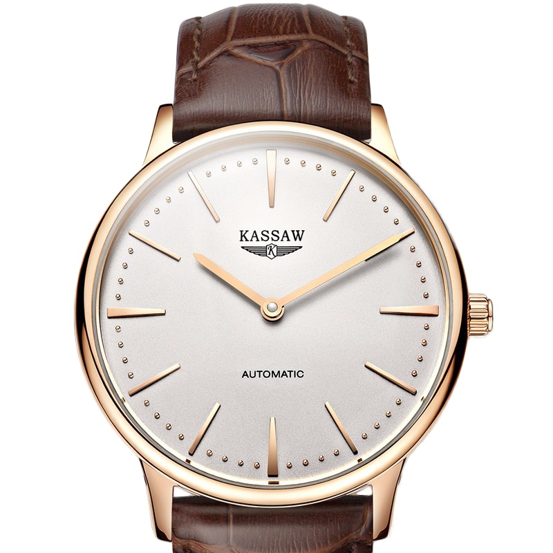 卡梭(KASSAW)手表男士超薄自动机械表男表皮带防水简约商务金表K860G