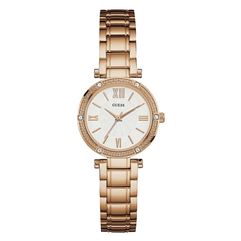 盖尔斯(GUESS)商务优雅ins风迷你精巧水晶镶嵌钢带石英女士手表W0767L3