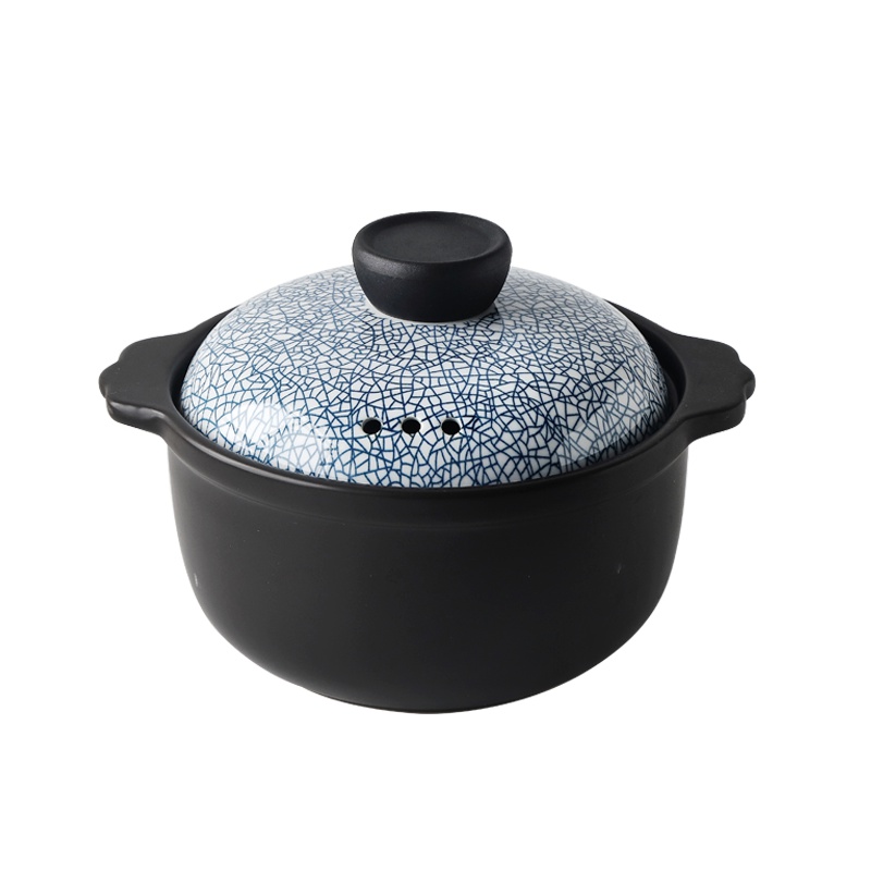 凌天 景德镇日式冰裂2.4L直身煲仔饭耐高温陶瓷砂锅煲汤炖锅燃气家用颜值石锅