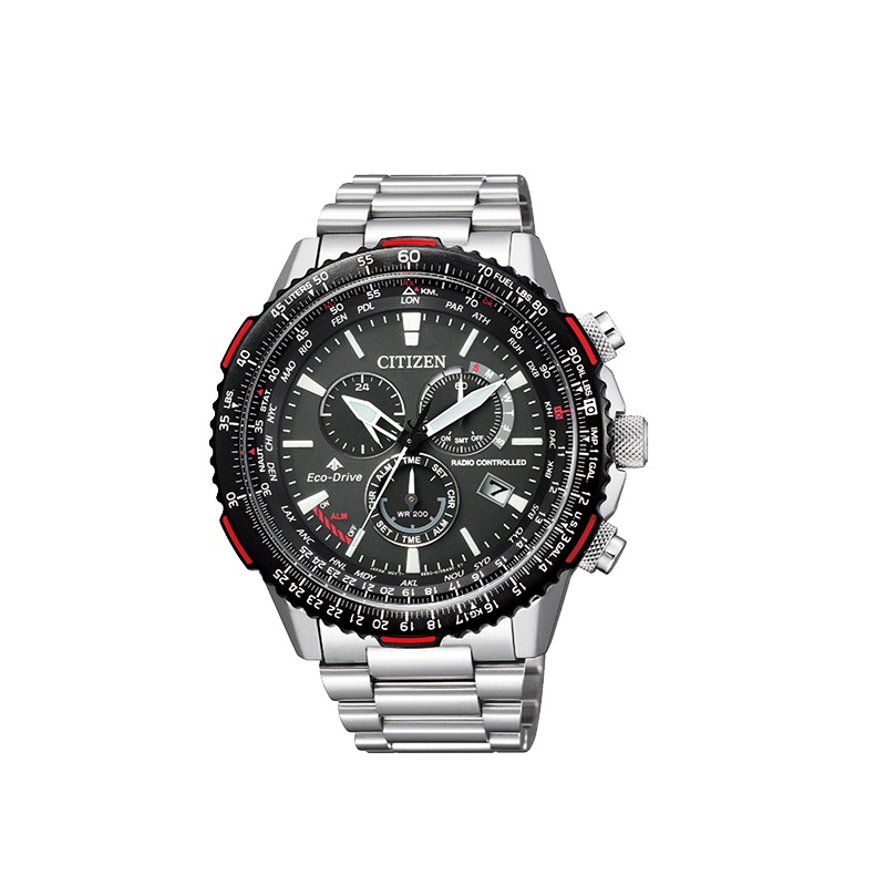 [直营]CITIZEN西铁城ECO-DRIVE SS钢带三眼计时防水炫酷光动能男士手表男表CB5001-57E