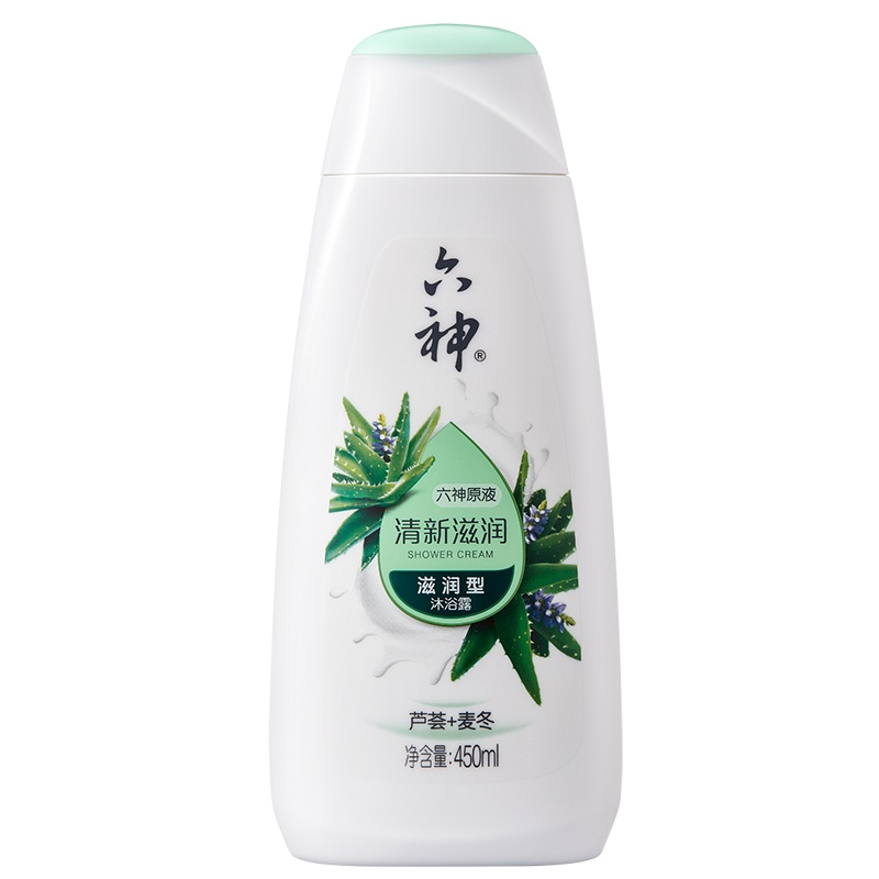 六神清新滋润沐浴露450ml(男士女士沐浴液 沐浴乳 保湿滋润 芦荟精华多重呵护)