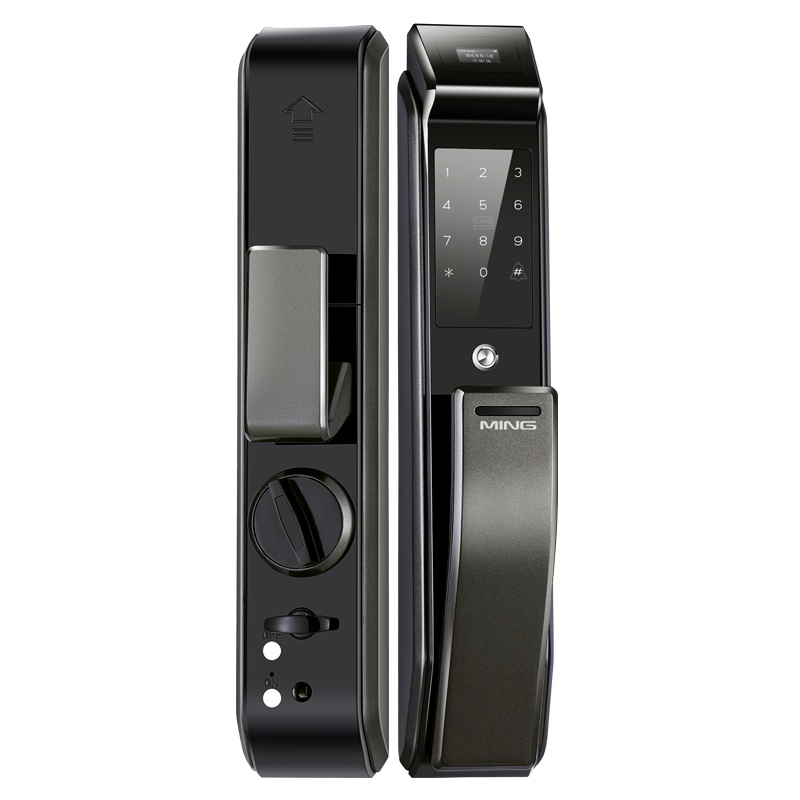 洲明翰源K9WiFi版全自动指纹锁家用防盗门智能锁磁卡电子锁密码锁 三锁舌 铜 通用型