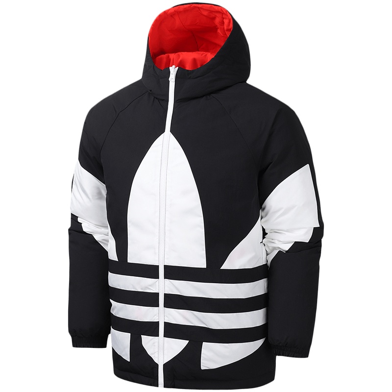 adidas阿迪达斯三叶草男装运动服休闲两面穿保暖羽绒服GH8318
