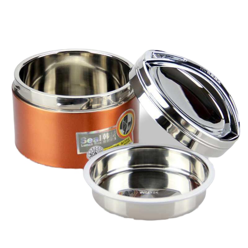 层成人饭盒一层保温儿童便当盒学生盒带便当不锈304童便金属单 封后 橙色1300+保温袋