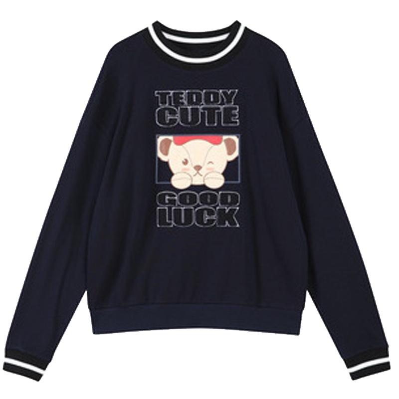 专柜同款泰迪联名款黑色宽松长袖卫衣女2019秋冬新款韩版薄款学生套头上衣20015550