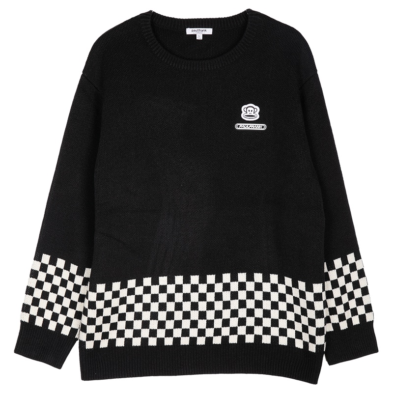 Paul Frank/大嘴猴初秋毛衣男刺绣宽松针织衫韩版男装