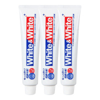 狮王(Lion) 日本进口white&white牙膏牙刷去烟渍洁净去牙结石 清新口气 薄荷味 150g 三支装
