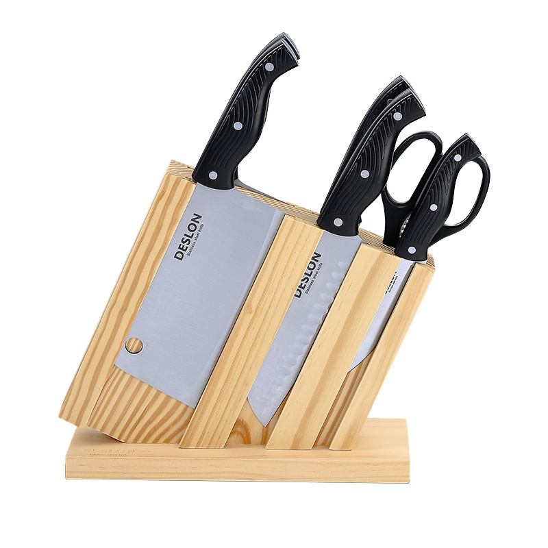 科乐刀具七件套 FS-TZ008-7A 骨刀切菜刀三德刀面包刀水果刀厨房剪松木刀座(单位:套)