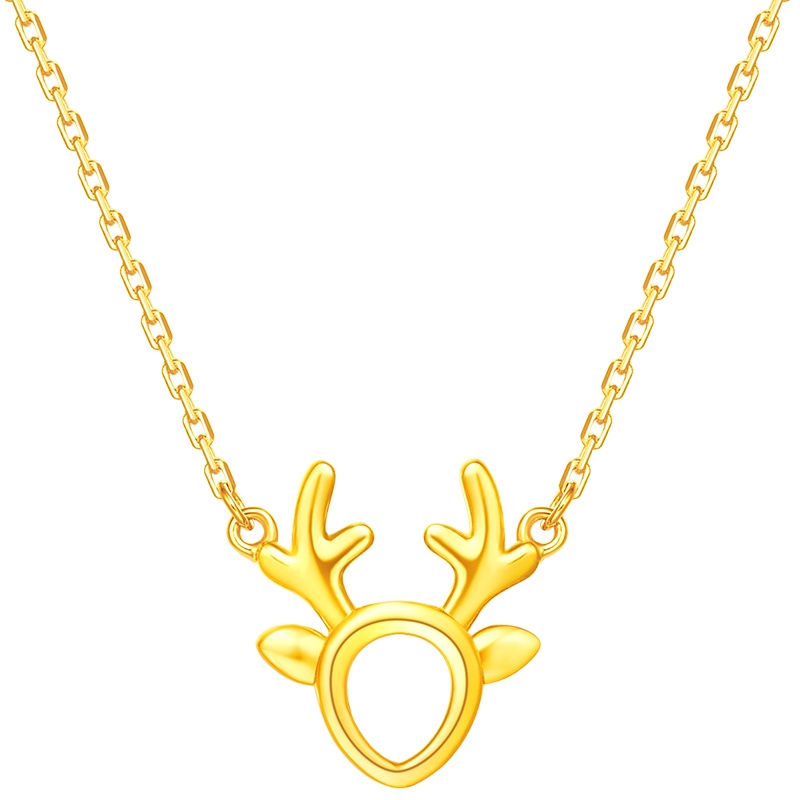 周大福17916系列圣诞小鹿22K金项链女套链吊坠E123091