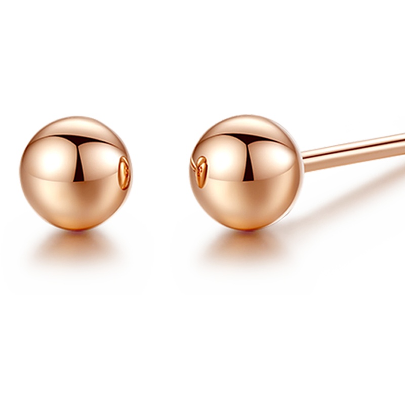 Ryual18K金耳钉玫瑰金女士泡泡耳环彩金光珠圆珠耳饰 黄金豆豆耳骨中国机长明星同款计价款送恋人情人节礼物