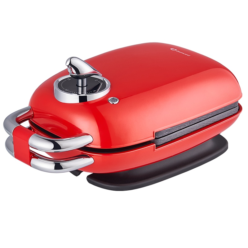 卓朗(zoomland)三明治早餐机可拆洗轻食机电饼铛家用 速热可定时 华夫饼机煎烤多功能ZL-SW01R 双盘