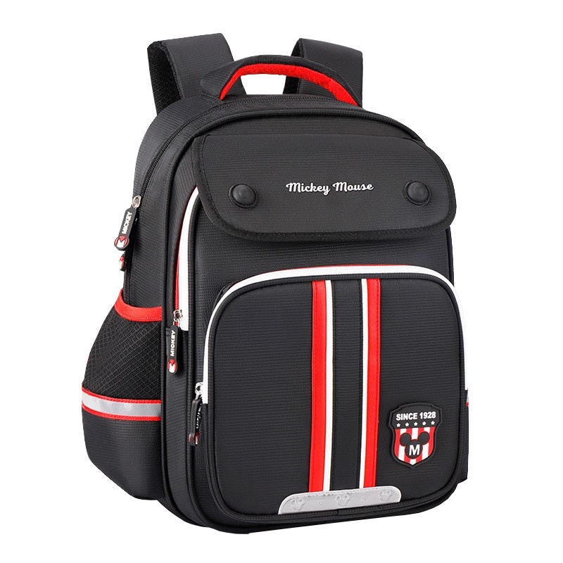 迪士尼(Disney)米奇小学生书包男女孩儿童书包1-3-6年级双肩轻便背包 SM81170黑色