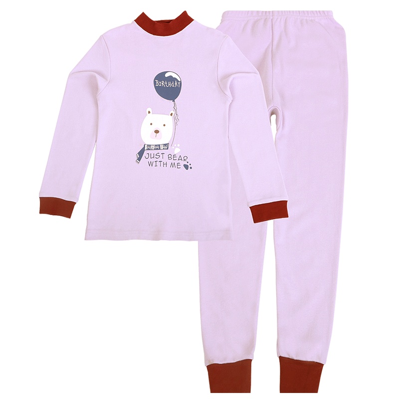 红豆儿童纯棉内衣套装女童中领套装柔软舒适女童秋衣秋裤套装