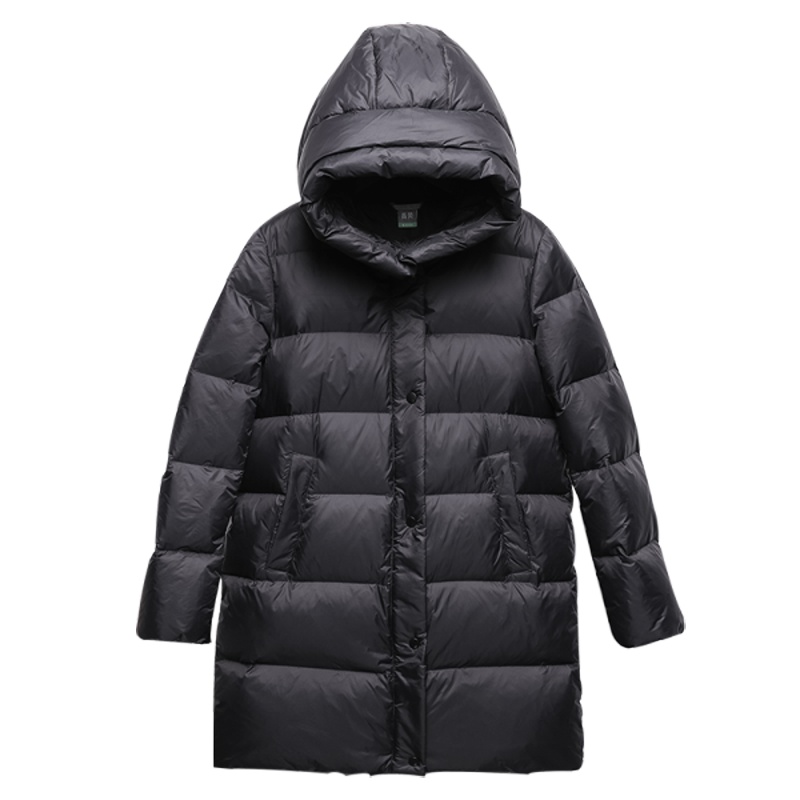 高梵2019新款羽绒服女中长款连帽防风时尚休闲韩版白鸭绒羽绒外套