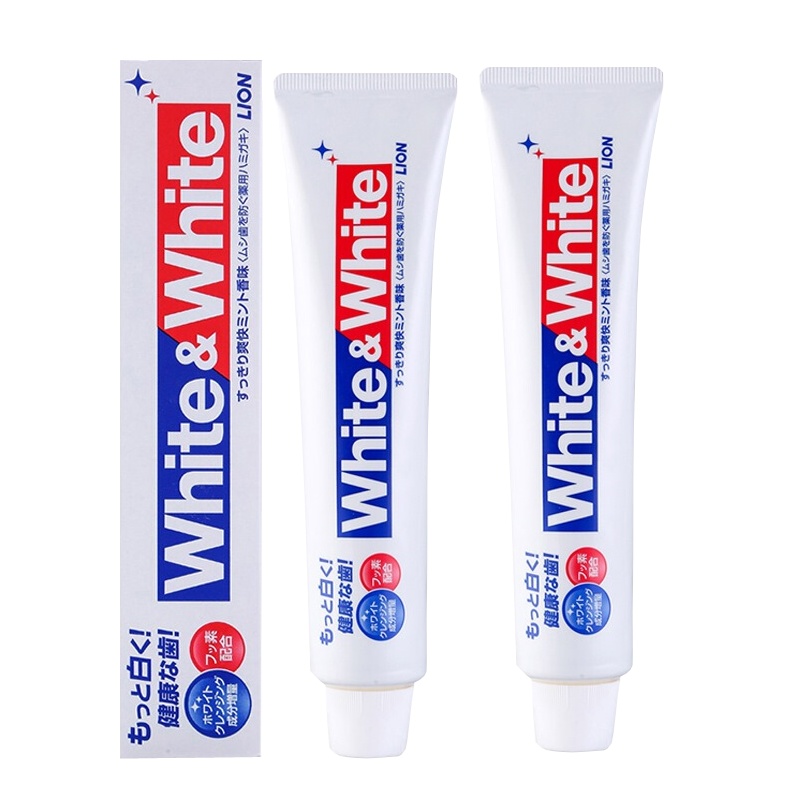 日本进口 狮王(Lion)WHITE焕白牙膏 牙齿牙龈护理 牙渍烟渍口臭牙膏口气清新 薄荷清新150g 2支