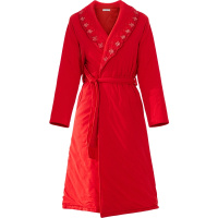 爱帝女士冬季加厚防寒蕾丝夹棉大红色本命年休闲家居睡袍