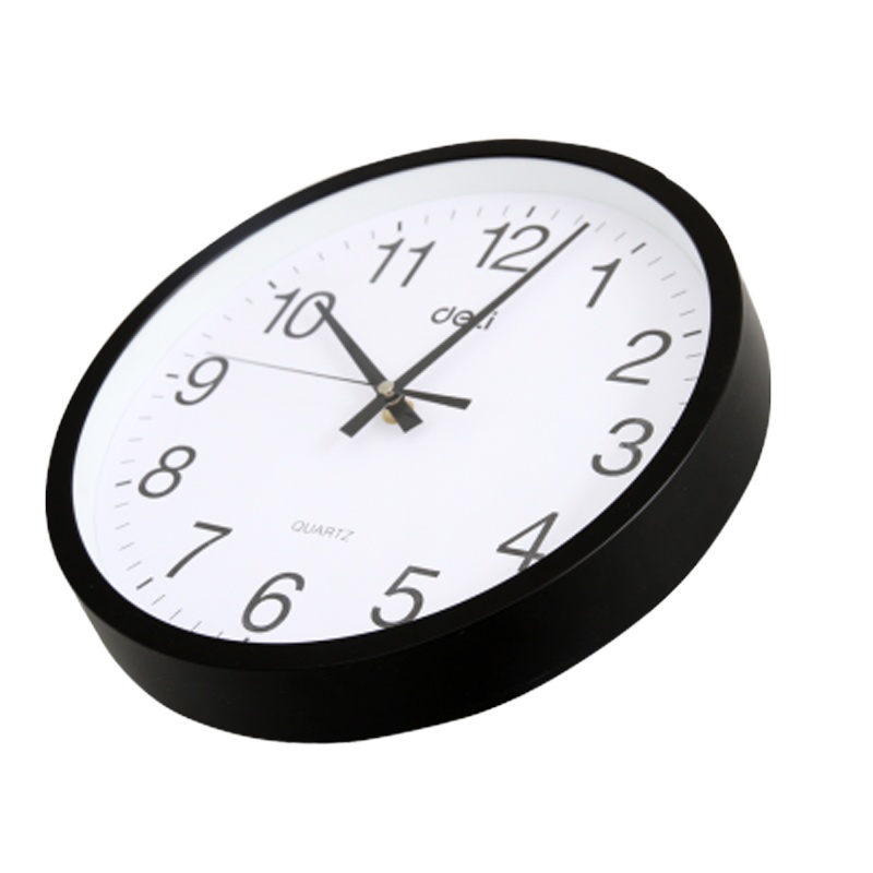 得力(deli)9006 圆形挂钟 37cm 黑色