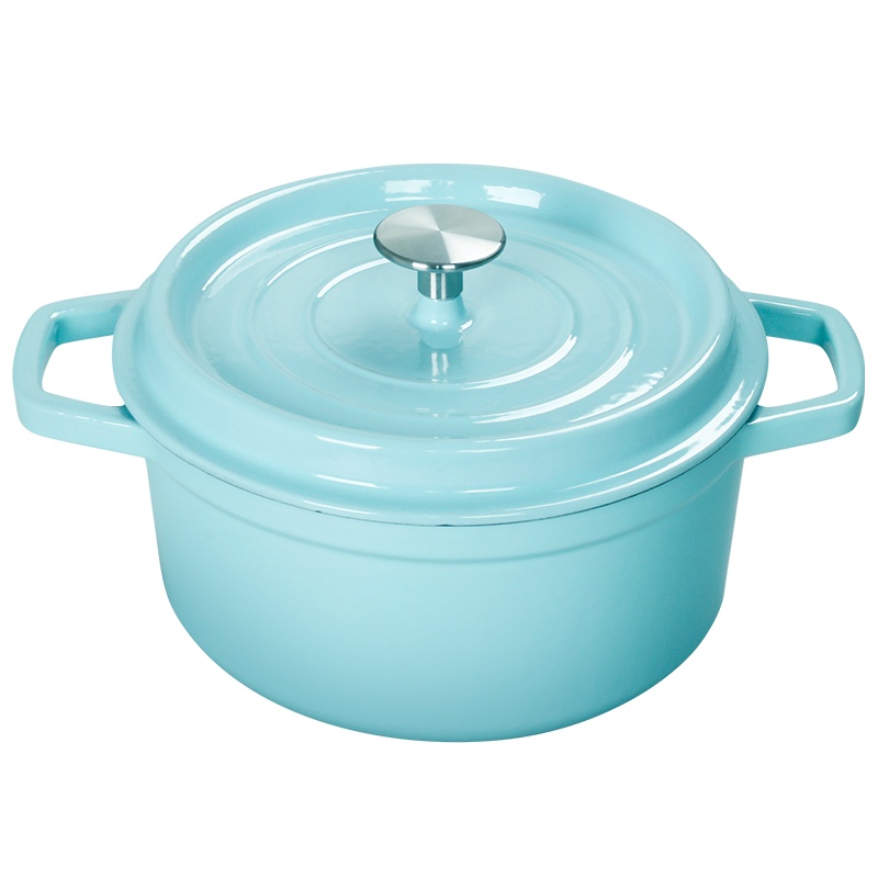 三厦珐琅炖锅汤锅铸铁锅24cm家用生铁搪瓷锅具焖烧锅煲汤锅