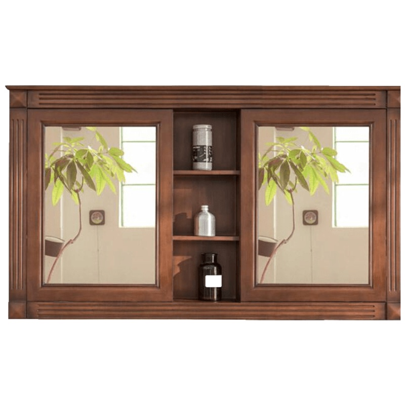 美式浴室柜镜柜 做旧卫生间厕所镜子 橡木储物柜 收纳柜吊柜安心抵