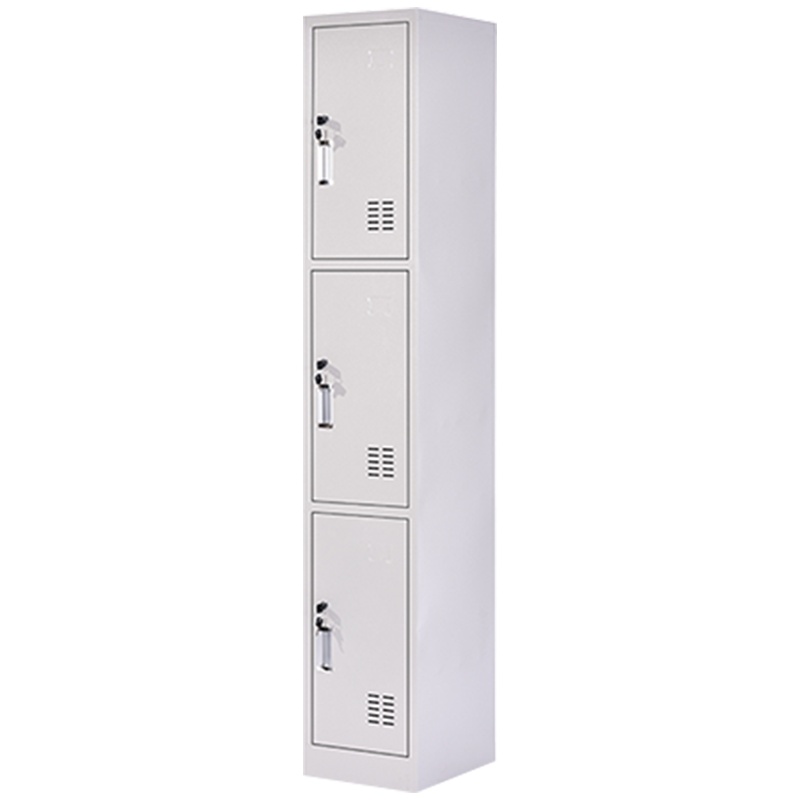 三圣 办公家具优质钢制单列三门更衣柜铁皮柜带门锁员工柜办公柜换衣柜宿舍存包柜380*420*1800mm