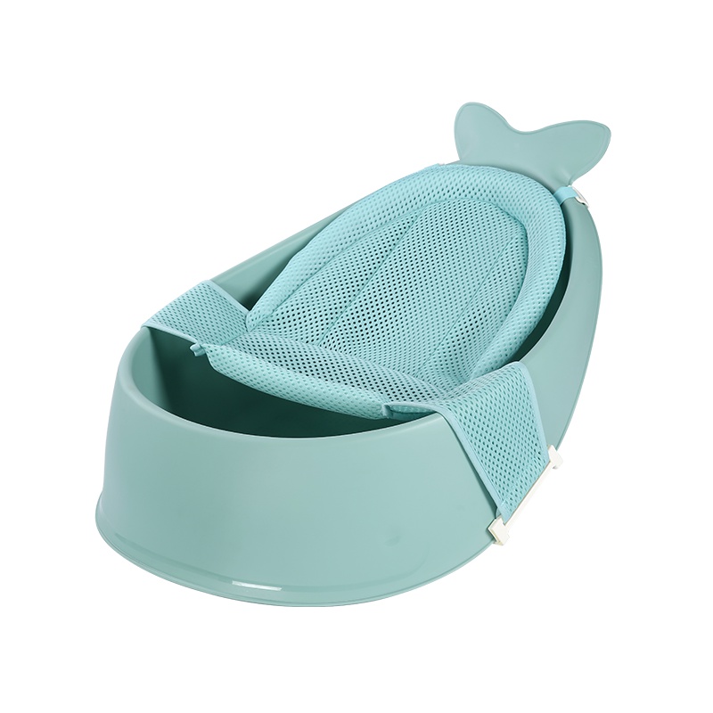 DuDi/青蛙嘟迪 母婴幼儿童婴儿洗澡盆卡通鲸鱼宝宝浴盆泡澡盆新生儿澡盆婴幼儿洗澡网婴儿盆洗澡架婴儿浴盆套装 绿色