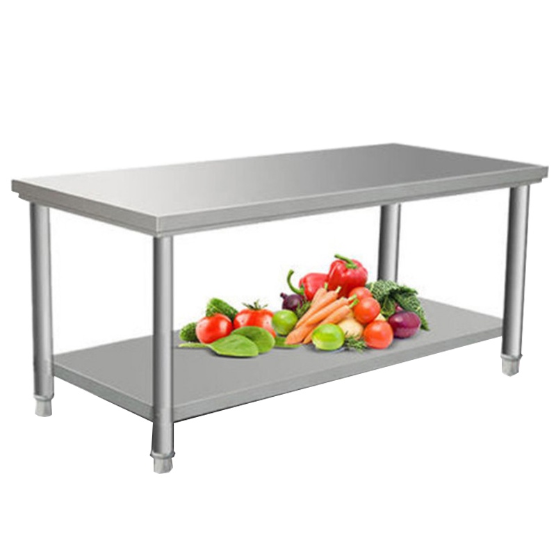 飞天鼠(FTIANSHU) 0.8米组装式厨房操作台 打荷台 冰吧双层不锈钢工作台桌子