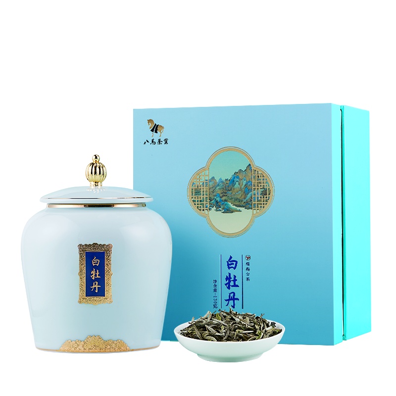 八马茶叶 千里江山福鼎白茶 特级老白茶三年藏白牡丹 瓷罐装130g