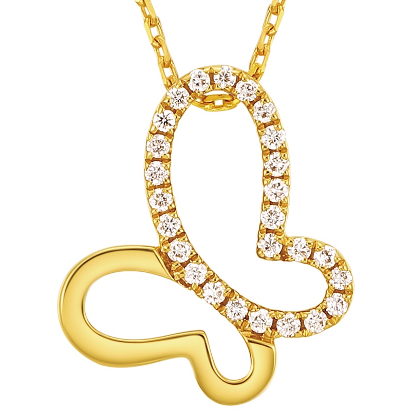 周大福17916系列无敌蝴蝶22K金钻石项链套链吊坠U166112