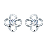 佰色传情(BRIR) 925银耳钉时尚四叶草耳饰