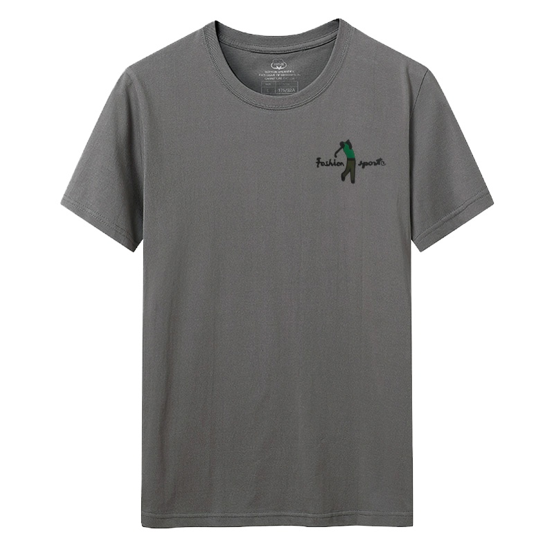 卡帝乐鳄鱼(100%棉) 夏季新款男士短袖T恤高尔夫印花圆领宽松休闲