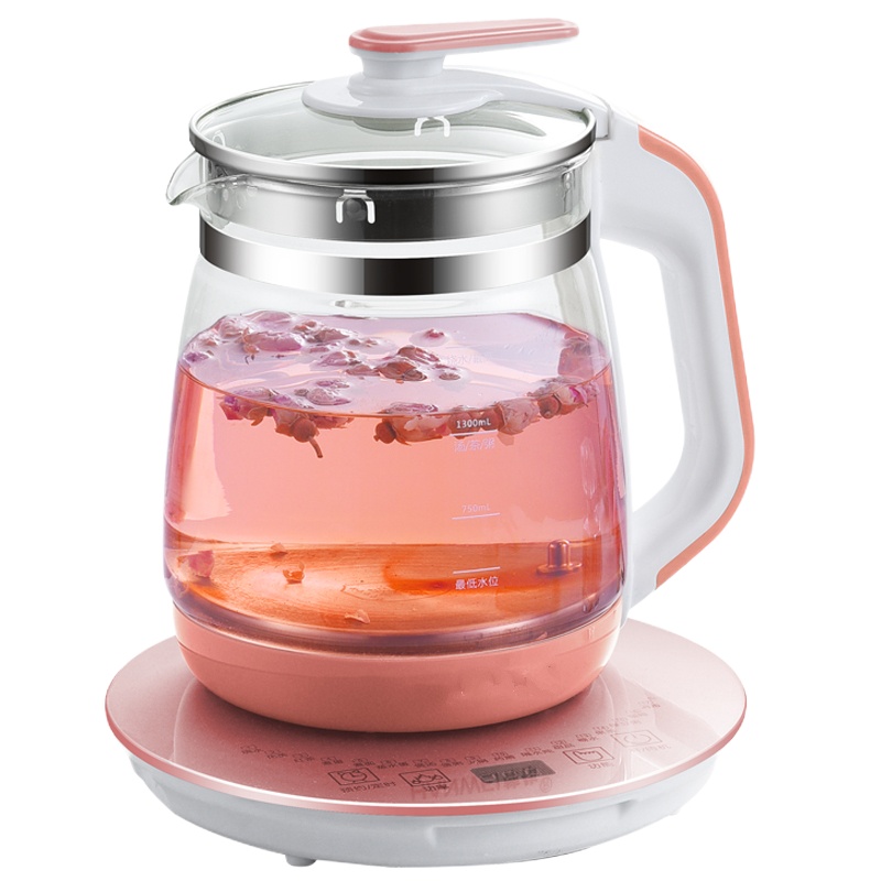 玻璃电热烧水壶黄金蛋保温一体全自动断电家用透明恒温煮茶泡茶专用 典雅灰新款(带过滤网+炖盅+蒸笼)