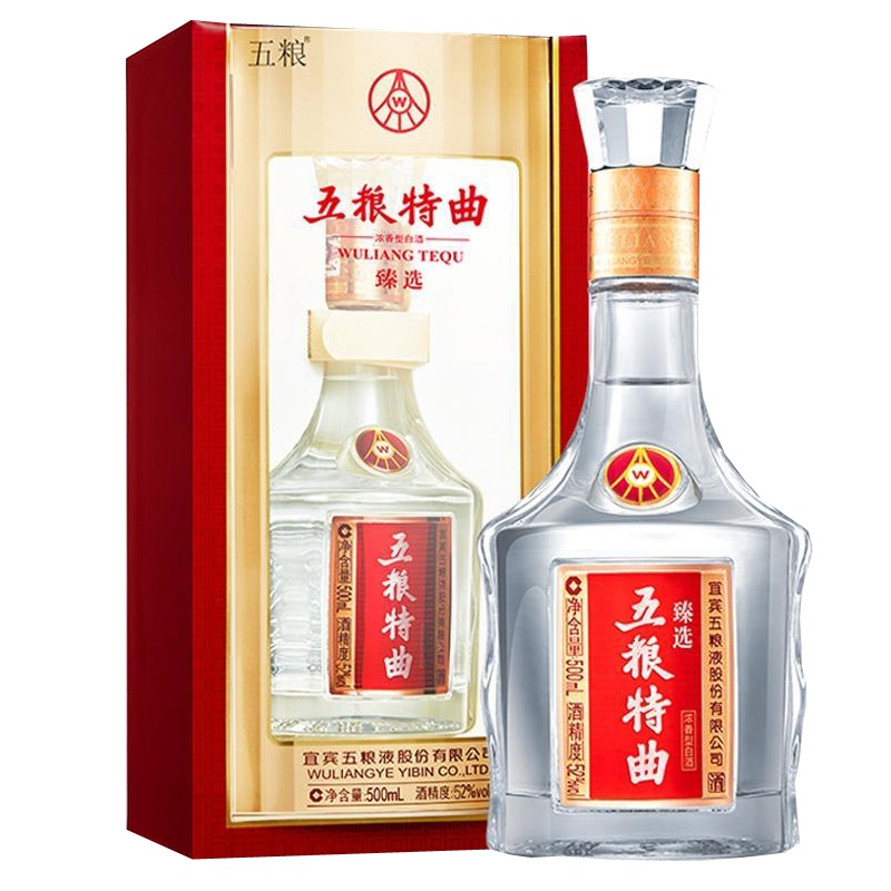 五粮液 总厂出品 五粮特曲 臻选 52度 浓香型白酒 500ml 单瓶装