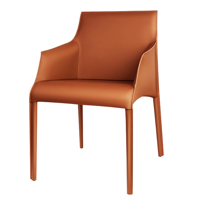 和顿 北欧马鞍皮餐椅家用轻奢酒店餐厅靠背休闲现代简约带扶手洽谈椅子茶椅主人位大厅会客椅简约酒店售楼部咖啡厅HD-587