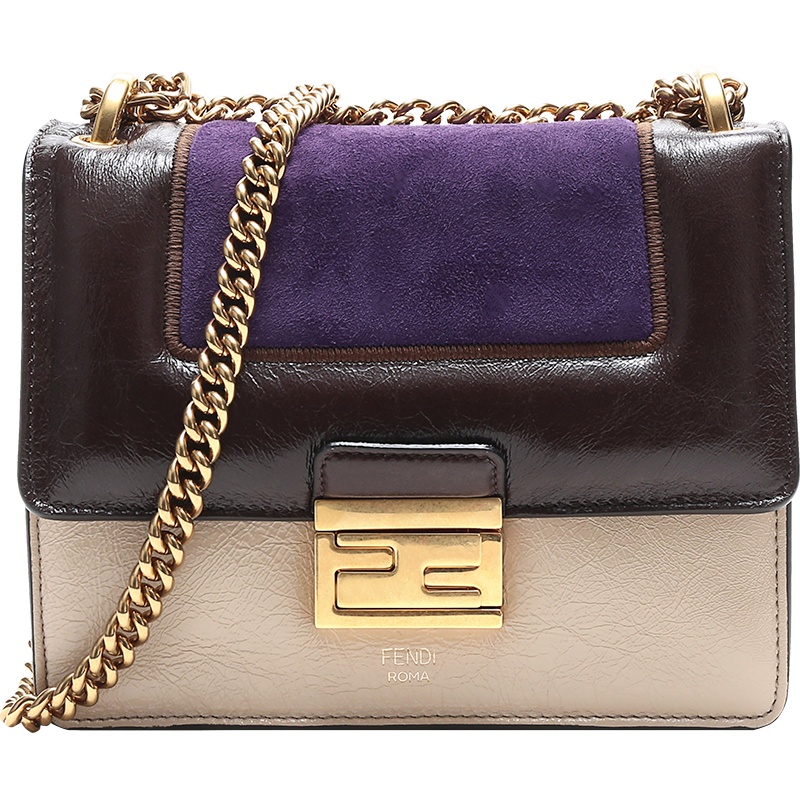 FENDI 女士KAN U系列皮质小号手提包单肩斜挎包 8BT312 A9X7