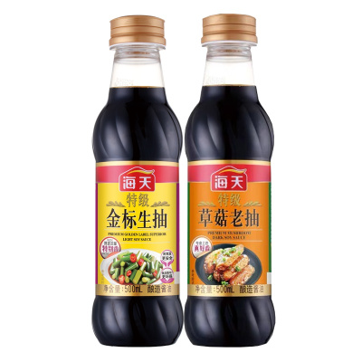 海天酱油 特级草菇老抽500ml*2瓶 特级酿造老抽红烧上色阳光酿晒酱油 特级草菇老抽500ml*2瓶